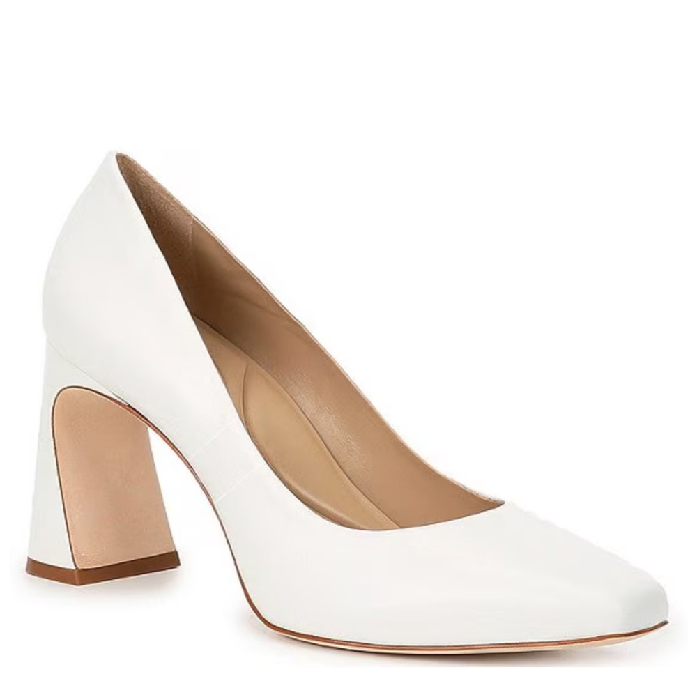 Antonio Melani White Block Heel Pumps